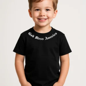 God Bless Tee black cotton t-shirt Gothic print casual streetwear